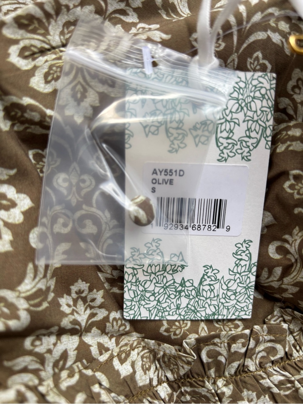 Hyacinth House Russell Mini Dress Olive Floral S NWT Tuckernuck - Picture 6 of 11